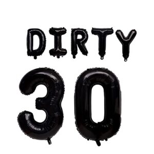 dirty 30th birthday decorations for him and her – dirty 30 balloons banner letter decoration set, 30th birthday decorations for men and women, dirty 30″ aluminum foil letters. (dirty 30th)