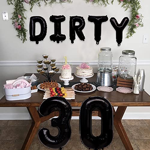 Dirty 30th Birthday Decorations for Him and Her - Dirty 30 Balloons Banner Letter Decoration Set, 30th Birthday Decorations for Men and Women, dirty 30" Aluminum Foil Letters. (Dirty 30th)