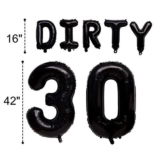 Dirty 30th Birthday Decorations for Him and Her - Dirty 30 Balloons Banner Letter Decoration Set, 30th Birthday Decorations for Men and Women, dirty 30" Aluminum Foil Letters. (Dirty 30th)