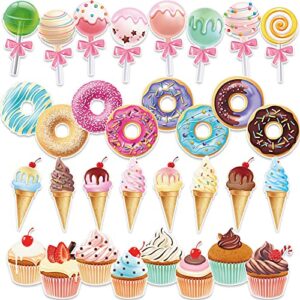 sepamoon 32 pcs candy party decorations includes ice cream cut outs donuts cutouts round lollipop cupcakes candyland with glue point dots for classroom home room decor