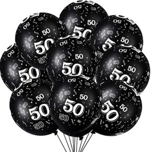 36 pieces 50th birthday balloons 50th birthday decorations black latex balloons number printed balloons for men women party decoration supplies