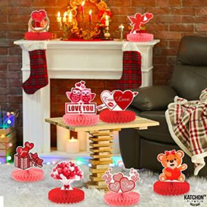 Big, Valentines Day Table Decorations - Pack of 9 | Red, Pink Valentine Honeycomb Decorations | Valentines Day Decor | Valentines Day Centerpiece Decorations | Valentines Day Decorations for the Home