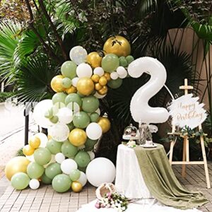 SUWEN 40 Inch White Large 2 Balloon Number Big Foil Helium Number Balloons 0-9 Giant Jumbo Happy 2nd Birthday Party Decorations for Boy or Girl Huge Mylar Anniversary Party Supplies