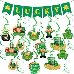 dmhirmg st patricks day decorations,st patricks day garland,irish burlap st patricks day banner flags(green)