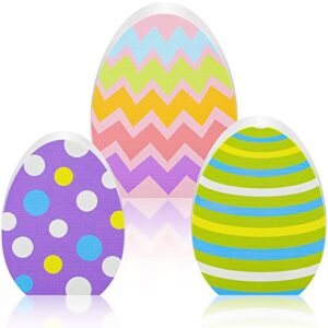 3 pieces easter egg table wooden signs egg farmhouse decorations spring egg wood tabletop easter decorations easter egg dining room table centerpiece for easter party home office desk decor