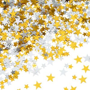 60 g star confetti glitter star table confetti metallic foil stars for party wedding festival decorations (gold silver 60g, 10mm and 6mm)