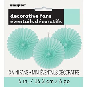 unique tissue paper hanging fan decorations, 6″, mint