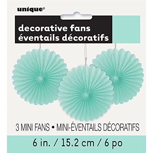 Unique Tissue Paper Hanging Fan Decorations, 6", Mint