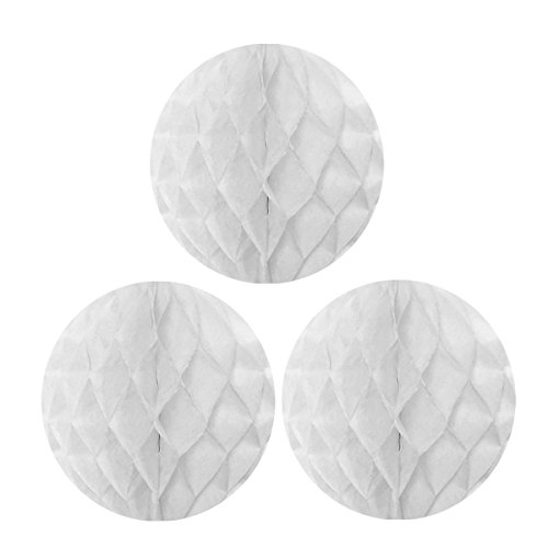 Wrapables 12" Set of 3 Tissue Honeycomb Ball Party Decorations for Weddings, Birthday Parties, Baby Showers, and Nursery Décor, White