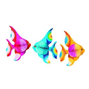 Fun Express Hanging Tissue Fish Decorations (6 pc) Party Decor, Hanging Decor, Under The Sea Adventures for Home, School or Office