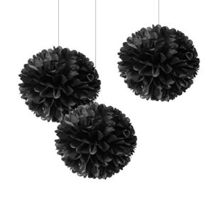 weven 12″ black tissue pom poms diy paper flower hanging for party decorations, 12pcs