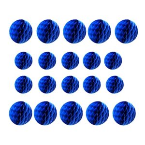 zgjoy 20pcs honeycomb flower balls party honeycomb balls decoration paper flower balls tissue paper flower ball pom poms ball for baby shower birthday wedding home decor(3in+6in, royal blue)