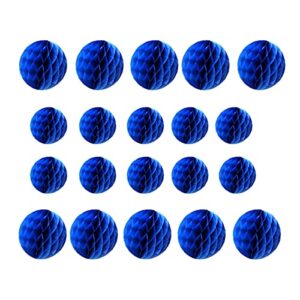 ZGjoy 20pcs Honeycomb Flower Balls Party Honeycomb Balls Decoration Paper Flower Balls Tissue Paper Flower Ball Pom Poms Ball for Baby Shower Birthday Wedding Home Decor(3in+6in, Royal Blue)