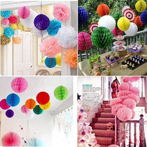 ZGjoy 20pcs Honeycomb Flower Balls Party Honeycomb Balls Decoration Paper Flower Balls Tissue Paper Flower Ball Pom Poms Ball for Baby Shower Birthday Wedding Home Decor(3in+6in, Royal Blue)