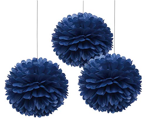 TopAAA 12pcs Tissue Paper Flower Poms Wedding Birthday Party Room Decoration of 10 inches (Royal Blue)