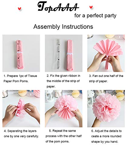 TopAAA 12pcs Tissue Paper Flower Poms Wedding Birthday Party Room Decoration of 10 inches (Royal Blue)