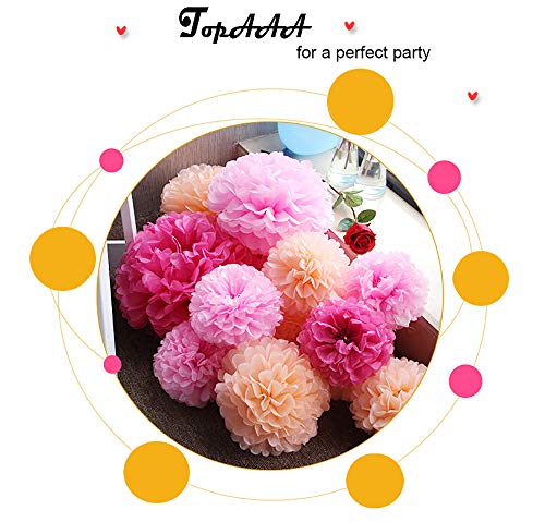 TopAAA 12pcs Tissue Paper Flower Poms Wedding Birthday Party Room Decoration of 10 inches (Royal Blue)