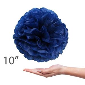 TopAAA 12pcs Tissue Paper Flower Poms Wedding Birthday Party Room Decoration of 10 inches (Royal Blue)