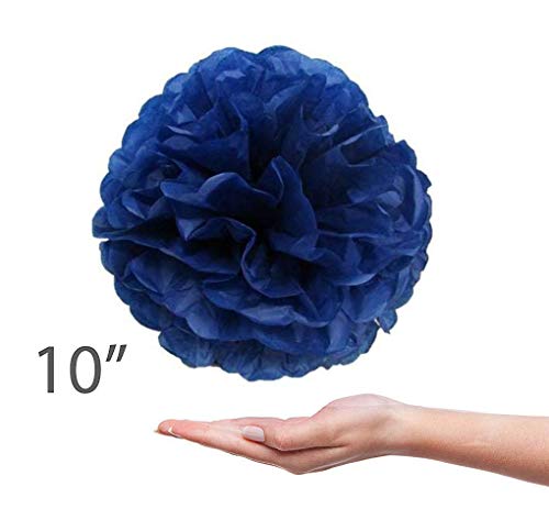 TopAAA 12pcs Tissue Paper Flower Poms Wedding Birthday Party Room Decoration of 10 inches (Royal Blue)