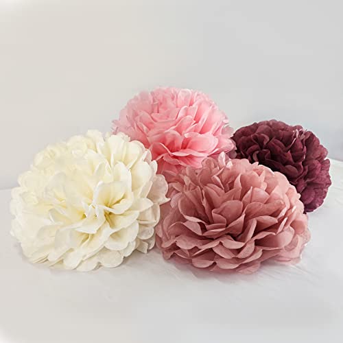 20-Piece Paper Pom Poms Party Kit – Tissue Paper Pom Poms Decorations - Birthday Party Decorations Bridal Shower Bachelorette Baby Shower