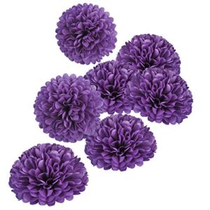 MISU 10" Purple Tissue Pom Poms DIY Tissue Paper Flowers for Birthday Wedding Baby Shower Tea Party Dessert Table Decoration, Pack of 18