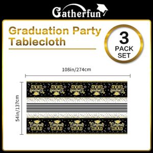 Ygdvlog Graduation Decorations Graduation Tablecloth 2PCS Class of 2023 Congrats Grad Black Graduation Party Tablecover Decorations Party Supplies Large Size Plastic 54"x108"(Black & Gold)
