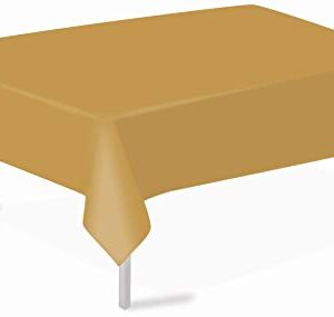 Gold Plastic Tablecloths 3 Pack Disposable Table Covers 54 x 108 Inches Shower Party Tablecovers PEVA Vinyl Table Cloths for Rectangle Tables up to 8 ft and Picnic BBQ Birthday Wedding Banquet