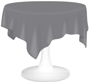 silver plastic tablecloth 3 pack disposable table covers 84 inch circle shower party tablecovers peva vinyl table cloth for round tables up to 6 ft and picnic bbq birthday wedding catering banquet