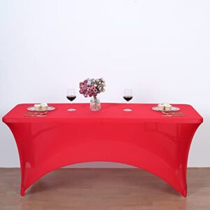 craft and party, fitted spandex tablecover in rectangular for home, party, wedding or restaurant use (4 ft, red)