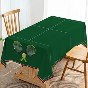 Hafangry Tennis Court Tablecloth Tennis Themed Birthday Party Decoration Indoor Outdoor Table Cover Home Dining Room Kitchen Table Decor-60×84inch