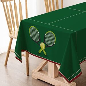 Hafangry Tennis Court Tablecloth Tennis Themed Birthday Party Decoration Indoor Outdoor Table Cover Home Dining Room Kitchen Table Decor-60×84inch