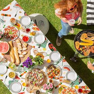 Plastic BBQ Party Tablecovers 86 x 51 inches Disposable Printed BBQ Party Tablecloth for Outdoor Indoor Birthday Barbecue Party Decoration Stain Resistant and Easy to Clean(3 Pack)