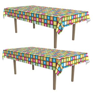 beistle disco tablecover 2 piece, multicolored