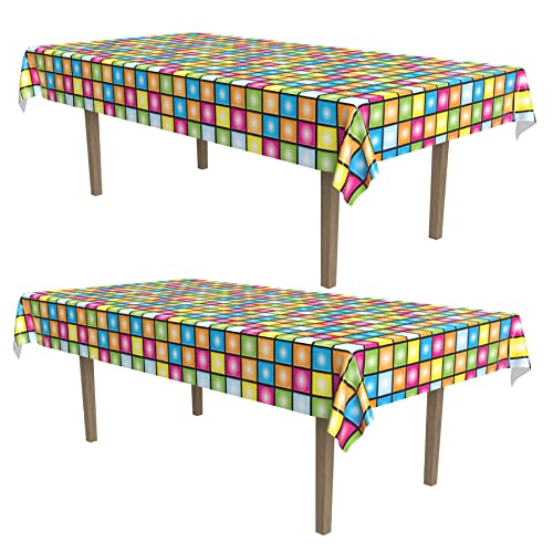 Beistle Disco Tablecover 2 Piece, Multicolored