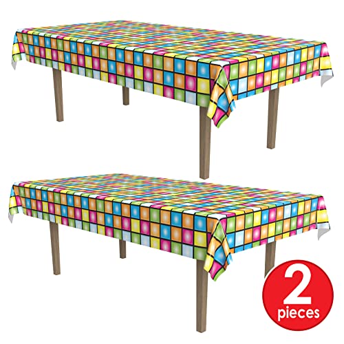 Beistle Disco Tablecover 2 Piece, Multicolored