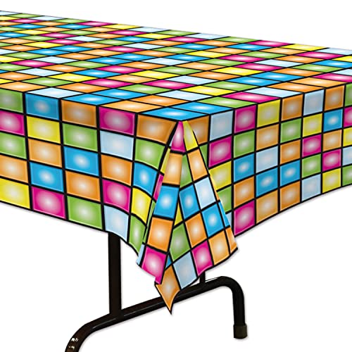 Beistle Disco Tablecover 2 Piece, Multicolored