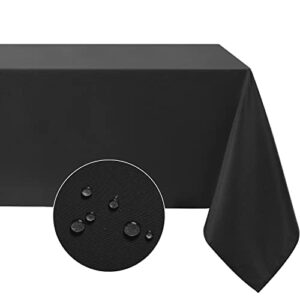 softalker rectangle tablecloth waterproof & stain resistant table cloth wrinkle free fabric washable 210gsm polyester table cover for dining/party/buffet/wedding (60×84 inch, black)