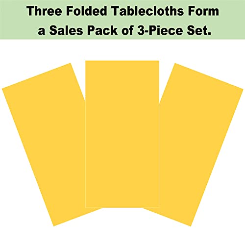 Plastic Yellow Tablecloths 3 Pack Disposable Table Covers 54 in. x 108 in. Table Cloths Bridal Shower Party Tablecovers for Parties Engagements Weddings Festivals, Fits 6 to 8 Foot Rectangle Tables