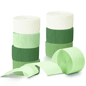 nicrohome wedding party decorations, 8 rolls gradient green crepe paper, streamers for wedding, st patricks day decorations, baby shower, green party, birthday, 82ft long