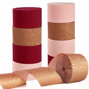 rose-gold pink burgundy-red party-decorations streamers – 9 rolls valentines mothers day crepe paper streamer garland birthday bachelorette bridal shower engagement wedding brunch decoration panduola