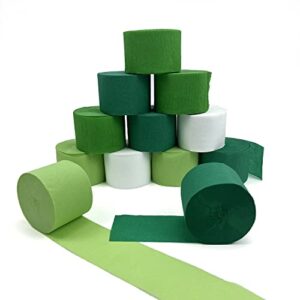 Green Crepe Paper Streamers 8 Rolls 656 ft Crepe Paper Decorations for Birthday Party, Baby Shower or Reunion (Green Gradient)