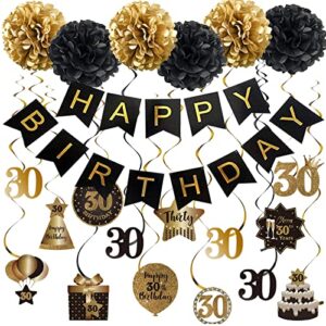happy 30th birthday hanging swirls streamers decoration set, happy birthday banner, 30 years old birthday party hanging backdrop decorations