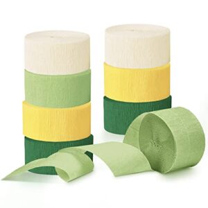 aobkiat party decorations, 8 rolls yellow green crepe paper streamers for rustic wedding, birthday, baby shower, lemon themed party