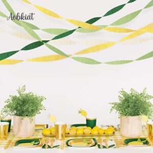 AOBKIAT Party Decorations, 8 Rolls Yellow Green Crepe Paper Streamers for Rustic Wedding, Birthday, Baby Shower, Lemon Themed Party