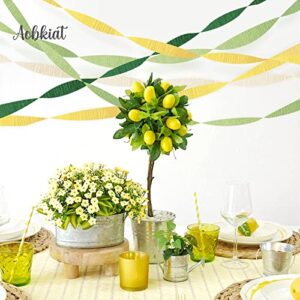 AOBKIAT Party Decorations, 8 Rolls Yellow Green Crepe Paper Streamers for Rustic Wedding, Birthday, Baby Shower, Lemon Themed Party