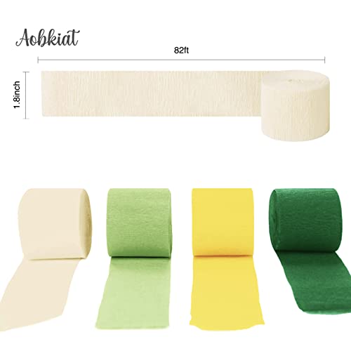 AOBKIAT Party Decorations, 8 Rolls Yellow Green Crepe Paper Streamers for Rustic Wedding, Birthday, Baby Shower, Lemon Themed Party