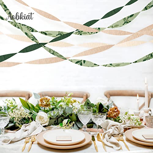 AOBKIAT 8 Rolls Crepe Paper Streamers,Olive Leaf Boho Green Party Streamer for Decoration Backdrop,DIY Supplies,Bedroom,Classroom,Wall,Window,Ceilling,Baby Shower,Wedding Shower Decor(82 Ft/Roll)
