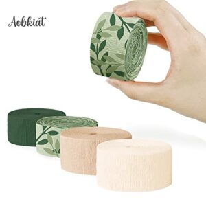 AOBKIAT 8 Rolls Crepe Paper Streamers,Olive Leaf Boho Green Party Streamer for Decoration Backdrop,DIY Supplies,Bedroom,Classroom,Wall,Window,Ceilling,Baby Shower,Wedding Shower Decor(82 Ft/Roll)