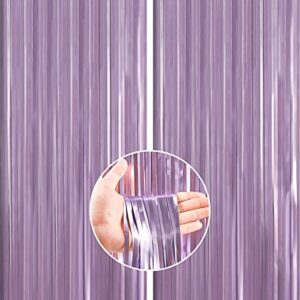 partywoo foil curtain purple, 2 pcs 3.3×6.6 ft light purple streamers, tinsel curtains, backdrop curtain, foil fringe curtains, party streamers, birthday decorations, party backdrop, wedding backdrop