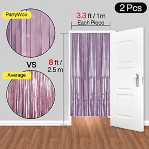 PartyWoo Foil Curtain Purple, 2 pcs 3.3x6.6 ft Light Purple Streamers, Tinsel Curtains, Backdrop Curtain, Foil Fringe Curtains, Party Streamers, Birthday Decorations, Party Backdrop, Wedding Backdrop